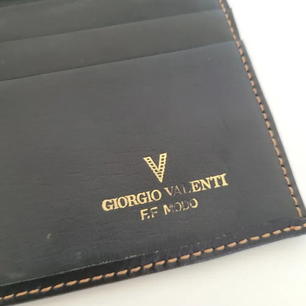 Giorgio Valenti Card Slim Bill Holder Wallet Navy Bifold Leather Snake Vintage
